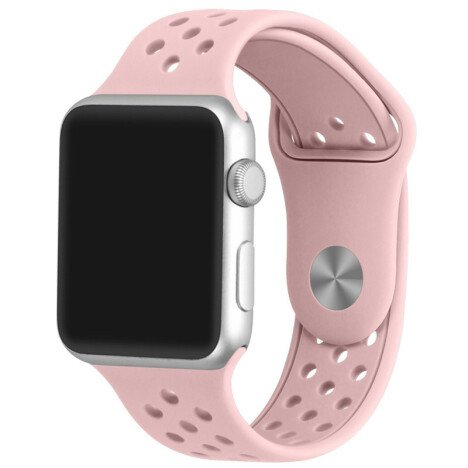 Curea iUni compatibila cu Apple Watch 1/2/3/4/5/6/7, 44mm, Silicon Sport, Soft Pink
