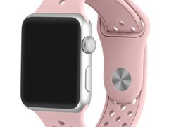 Curea iUni compatibila cu Apple Watch 1/2/3/4/5/6/7, 44mm, Silicon Sport, Soft Pink